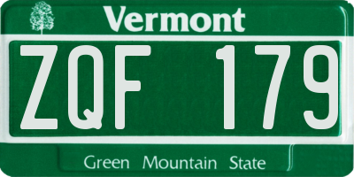 VT license plate ZQF179