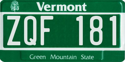 VT license plate ZQF181