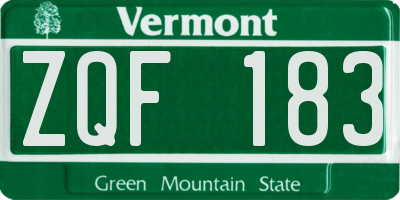 VT license plate ZQF183