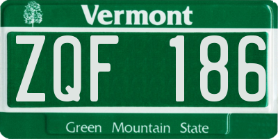 VT license plate ZQF186