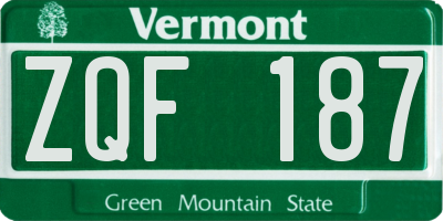 VT license plate ZQF187