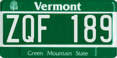 VT license plate ZQF189