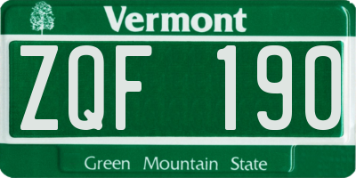 VT license plate ZQF190