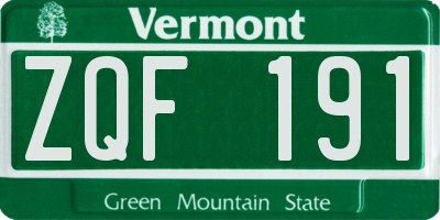VT license plate ZQF191