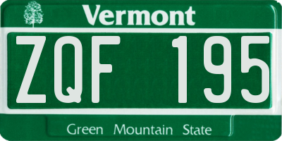 VT license plate ZQF195