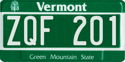 VT license plate ZQF201