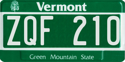 VT license plate ZQF210