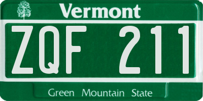 VT license plate ZQF211