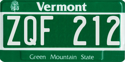 VT license plate ZQF212