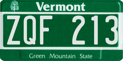 VT license plate ZQF213
