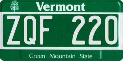 VT license plate ZQF220