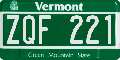VT license plate ZQF221