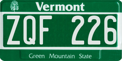 VT license plate ZQF226