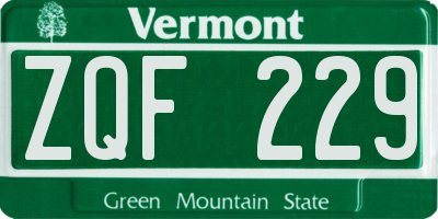 VT license plate ZQF229