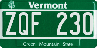 VT license plate ZQF230