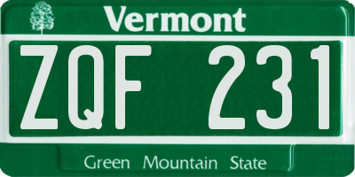 VT license plate ZQF231