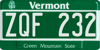 VT license plate ZQF232
