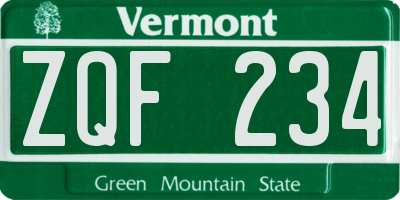 VT license plate ZQF234