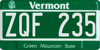 VT license plate ZQF235