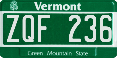 VT license plate ZQF236