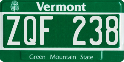 VT license plate ZQF238