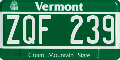 VT license plate ZQF239