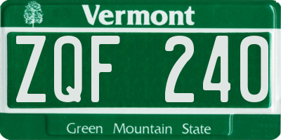 VT license plate ZQF240