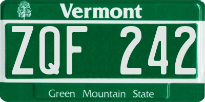 VT license plate ZQF242
