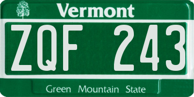 VT license plate ZQF243