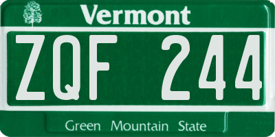 VT license plate ZQF244