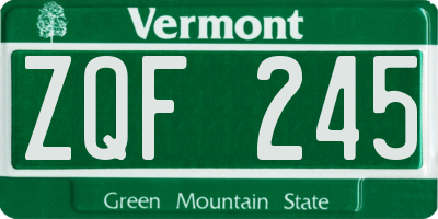 VT license plate ZQF245