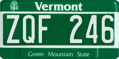 VT license plate ZQF246