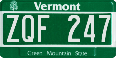 VT license plate ZQF247