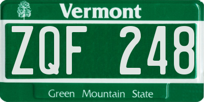VT license plate ZQF248