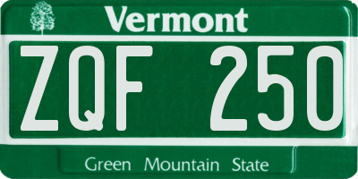 VT license plate ZQF250