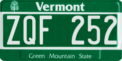 VT license plate ZQF252