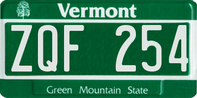 VT license plate ZQF254