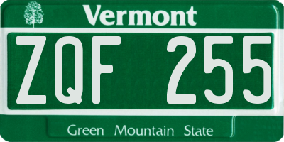 VT license plate ZQF255