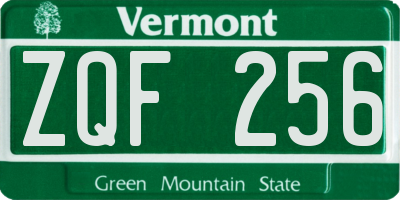 VT license plate ZQF256