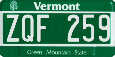 VT license plate ZQF259