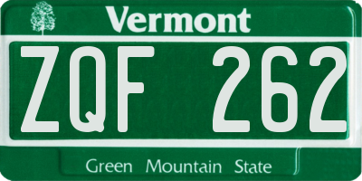 VT license plate ZQF262