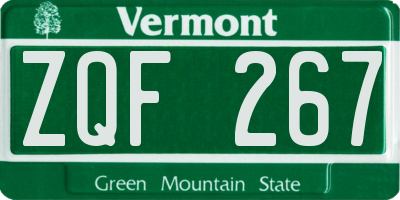 VT license plate ZQF267