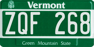 VT license plate ZQF268