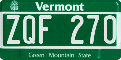 VT license plate ZQF270