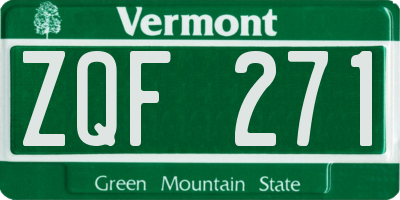 VT license plate ZQF271