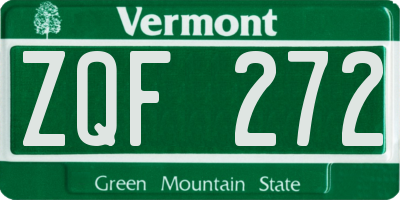 VT license plate ZQF272