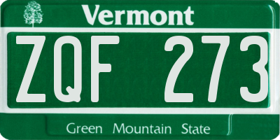 VT license plate ZQF273