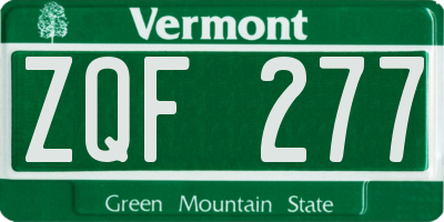 VT license plate ZQF277