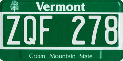 VT license plate ZQF278