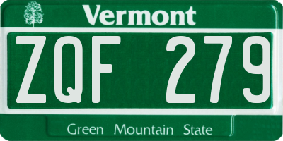 VT license plate ZQF279